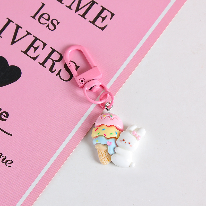 Lindo bolsa de conejito kindergarten adornos resina oso llavero colgante estudiante mochila pequeños regalos