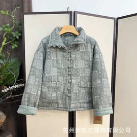 加厚保暖2025冬季新品中式国风禅意棉服小棉袄复古碎花棉衣外