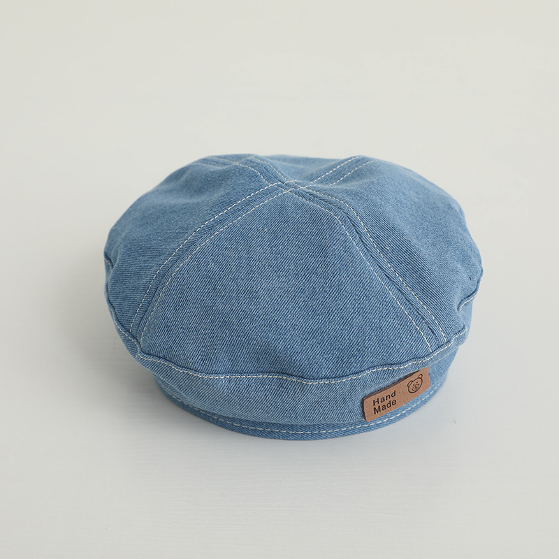Boina para niños de estilo japonés primavera y verano nuevos niños y niñas retro versátil Denim octogonal sombrero otoño bebé pintor sombrero moda