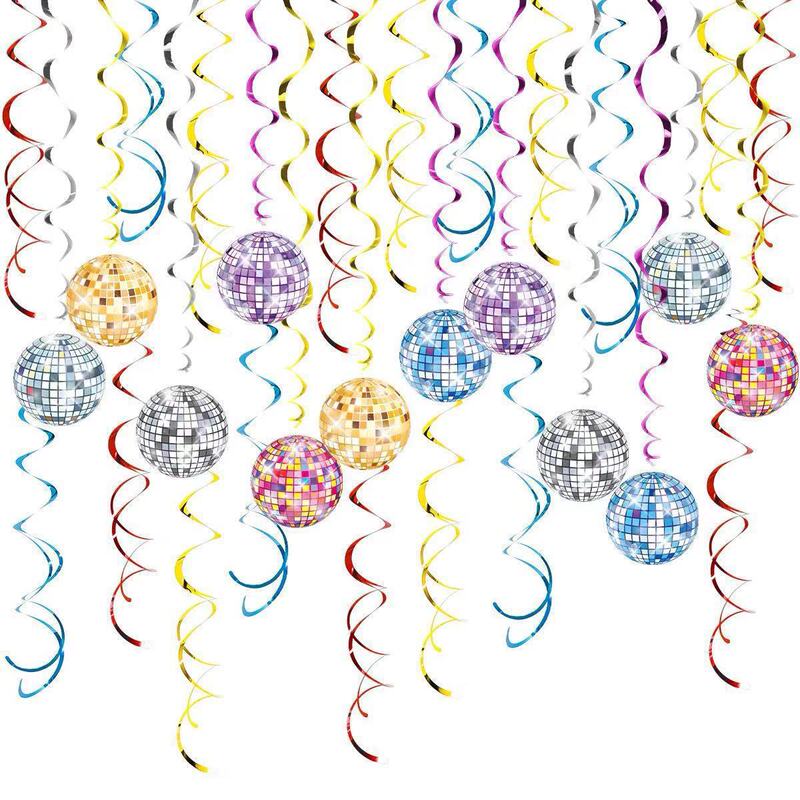 Amazon disco spiral hanging bar party party theme flower decoration props atmosphere layout props in stock Amazon disco spiral hanging bar party party theme flower decoration props atmosphere layout props in stock