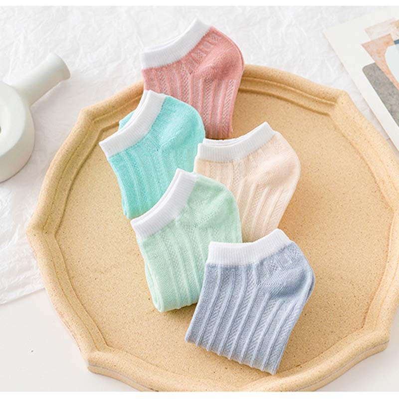 short striped solid color polyester cotton socks 10-pairs nihaostyles clothing wholesale NSLSD80941