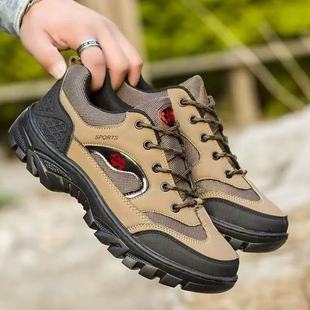 Outdoor Mountaineering Shoes Men's 2025 New Labor Protection Tooling Men's Shoes Leather Wear-resistant Casual Hiking Travel Shoes Cross-border