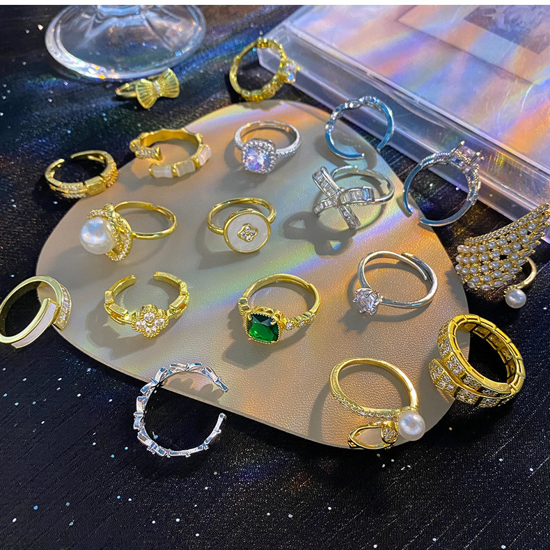 Simple Style Geometric Copper Inlay Zircon Open Ring 1 Piece