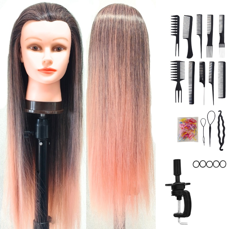 Training Head, modelo de peluca de seda de alta temperatura, práctica de cabeza, peluquería, corte de cabello, enseñanza, educación, modelo de cabeza de enseñanza