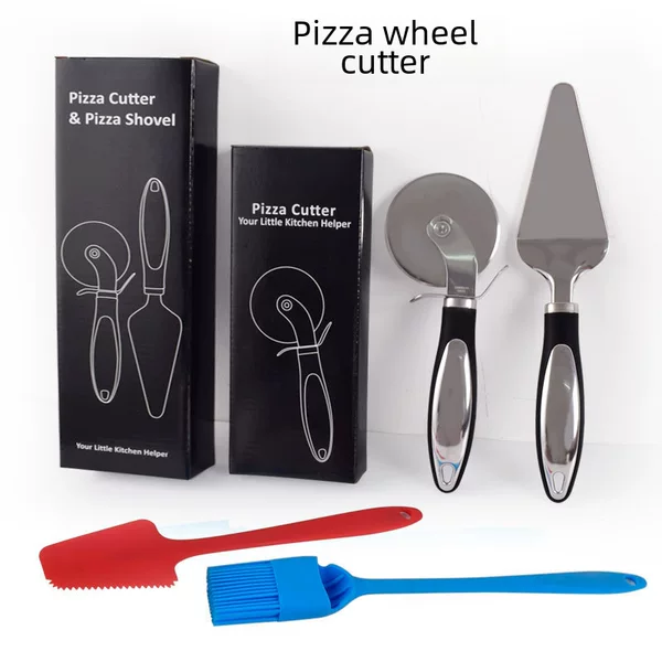 Stainless Steel Pizza Wheel Knife Hob Cheese Shovel Triangle Shovel Cake Cutter Kitchen Baking Tools suit