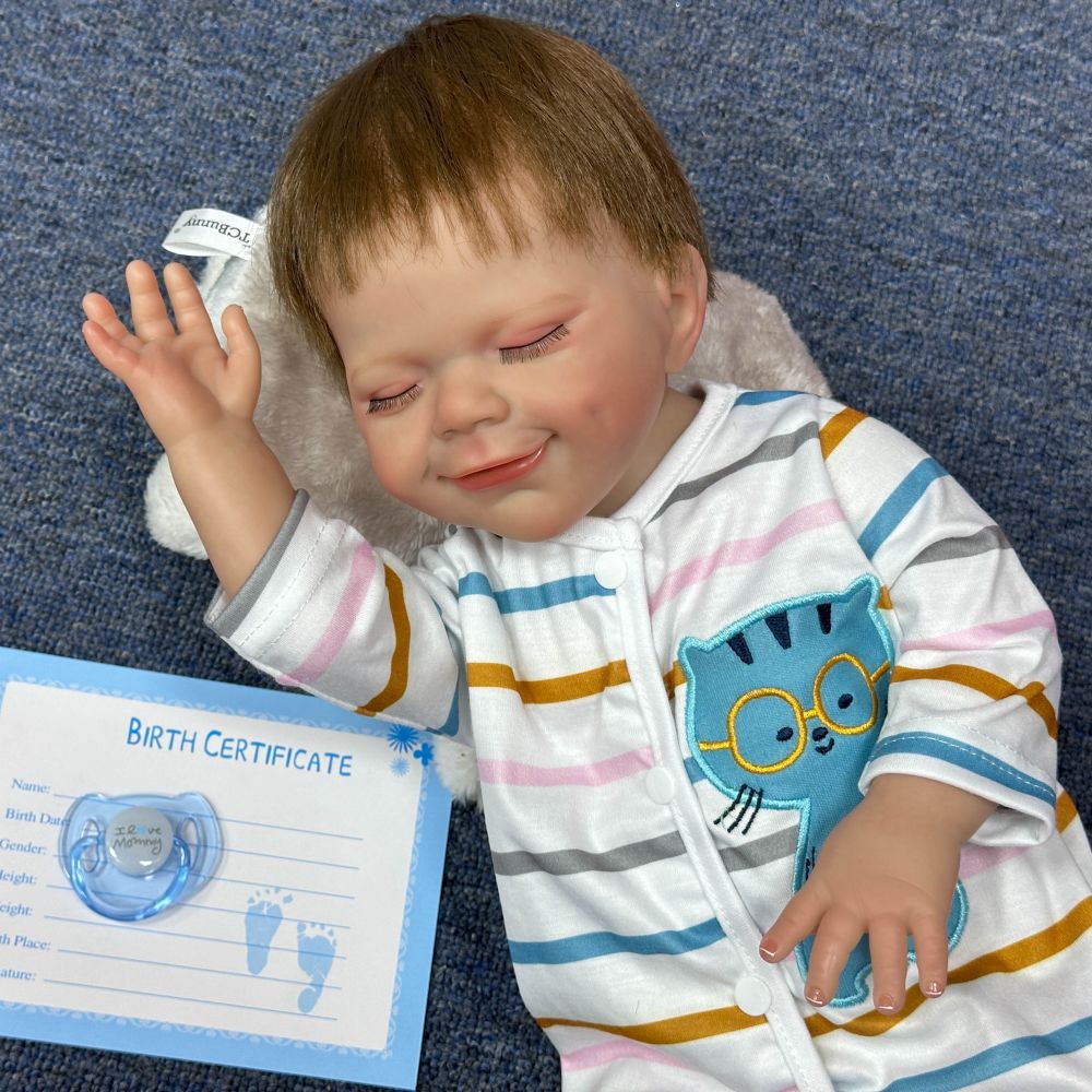 Muñeca reborn de 46 cm con venas y músculos visibles, suministro transfronterizo de muñecas bebé, dropshipping disponible.