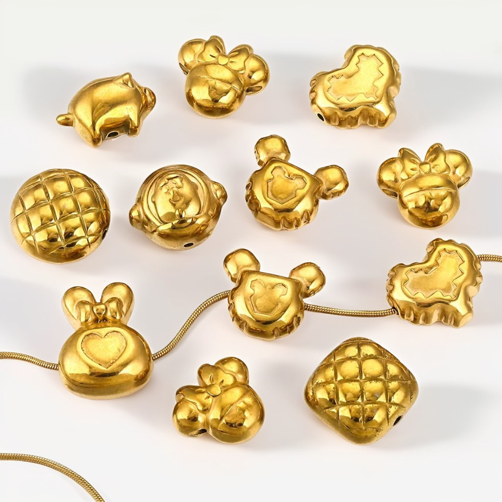 Perforación de acero inoxidable gran agujero diafragma de perlas de oro 18K colgante collar perlas DIY joyas pulseras al por mayor