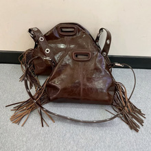 跨境专供M@J高级感流苏手提包包女式2025新款时尚休闲单肩包真皮