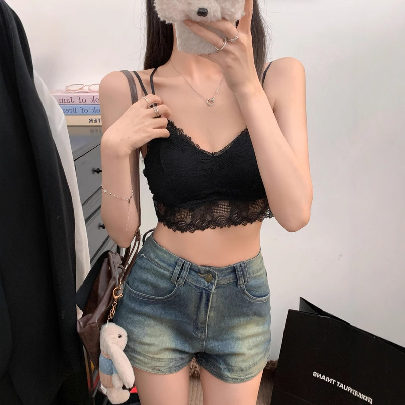 Sexy Lace Camisole with Chest Pads for Women, Slim Fit Base Layer, Beautiful Back Tube Top