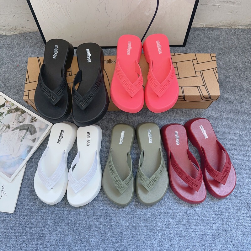 Melissa Summer New Thick Slippers Thong Flip Flops Jelly Sandals Beach Women's Shoes