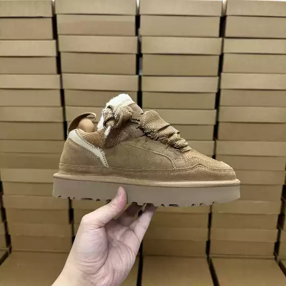 Henan Sangpo Leather and Fur Integrated Snow Boots 2026 Autumn and Winter Lace-Up Slip-On Non-Slip Warm Sports Casual Cotton Shoes