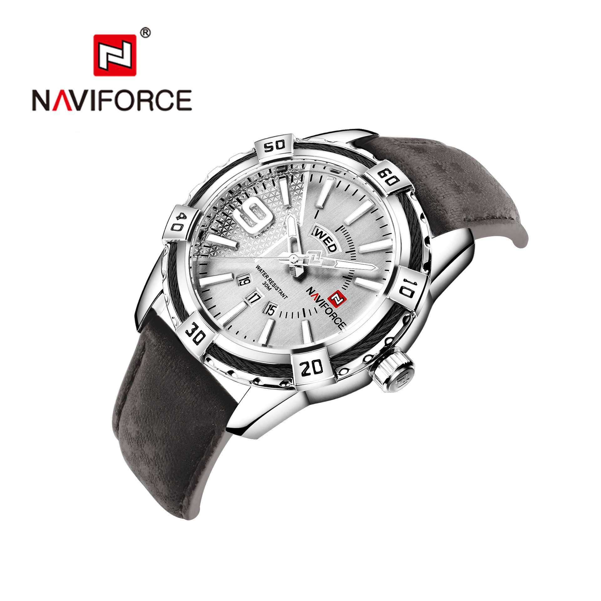 NAVIFORCE Lingxiang 9117L moda impermeable reloj deportivo calendario estilo coreano estudiante cinturón hombres reloj de cuarzo