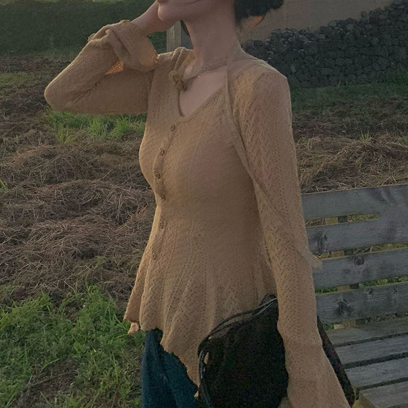 ZHOYUE澳洲玫瑰~高级感喇叭袖收腰显瘦飘带小衫V领休闲风秋季2025|undefined