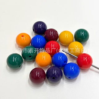 通孔亮面复古实色圆珠串珠配件手机钥匙包链diy手工饰品散珠材料