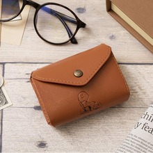 杂志附录三折皮夹PU皮革短款钱包卡通迷你零钱包男女通用