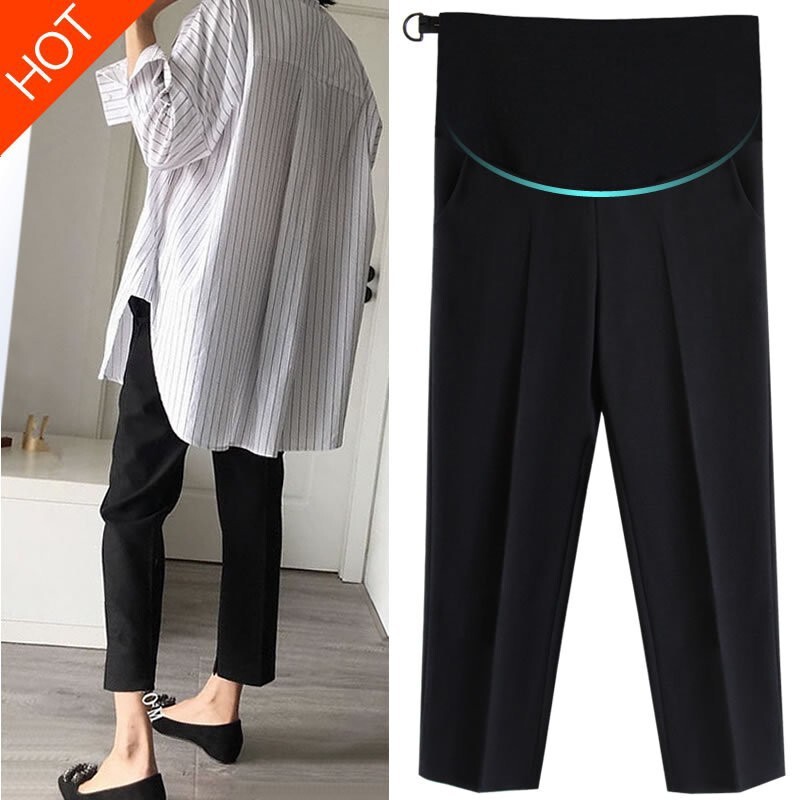 Pregnant Women's Pants Spring and Autumn Outer Wear Casual Western Pants Spring and Summer Thin Loose Cropped Wide Leg Pants Leggings Summer Wear Spring Wear