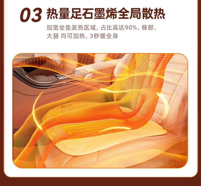 New Graphene Car Seat Cushion down Warm USB Cigarette Lighter Quick Heat Office Chair Winter Warm Magical