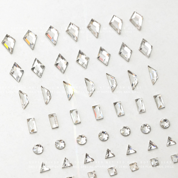 Transparent small rectangular nail decoration for manicure…