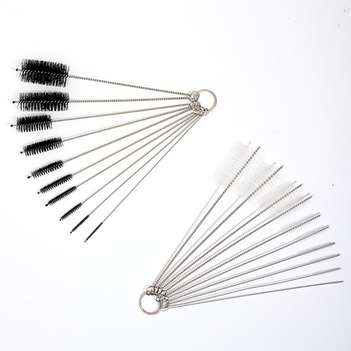 Factory Direct Sales Stainless Steel Test Tube Brush Sipper Brush 13-Piece Set Spout Cleaner, Nylon Baby Bottle Brush Cup Brush