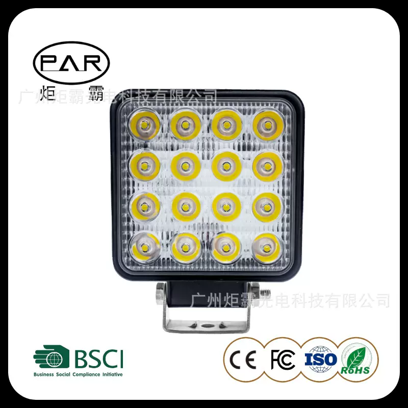 方形48W品质厚款汽车led工作灯IP67高亮越野车顶灯辅助灯前杠灯