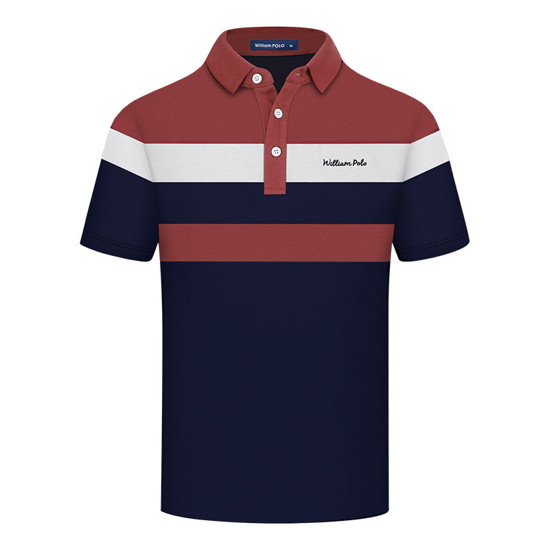 Camisa Polo Chen Xiaochun Paul para Hombre, Lavada, de Alta Calidad, Estilo Emperador, Manga Corta, Casual, con Rayas y Solapa