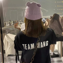 Team wang半袖王嘉爾同型立体アルファベットシリコンtシャツアメリカ重ポンドカジュアル丸首カップル男