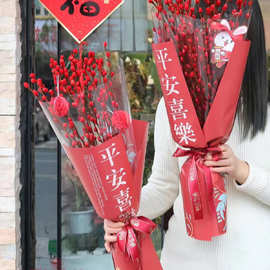 中式国风牛皮纸春节过年鲜花包装纸花束包花纸新年礼物包装纸批发
