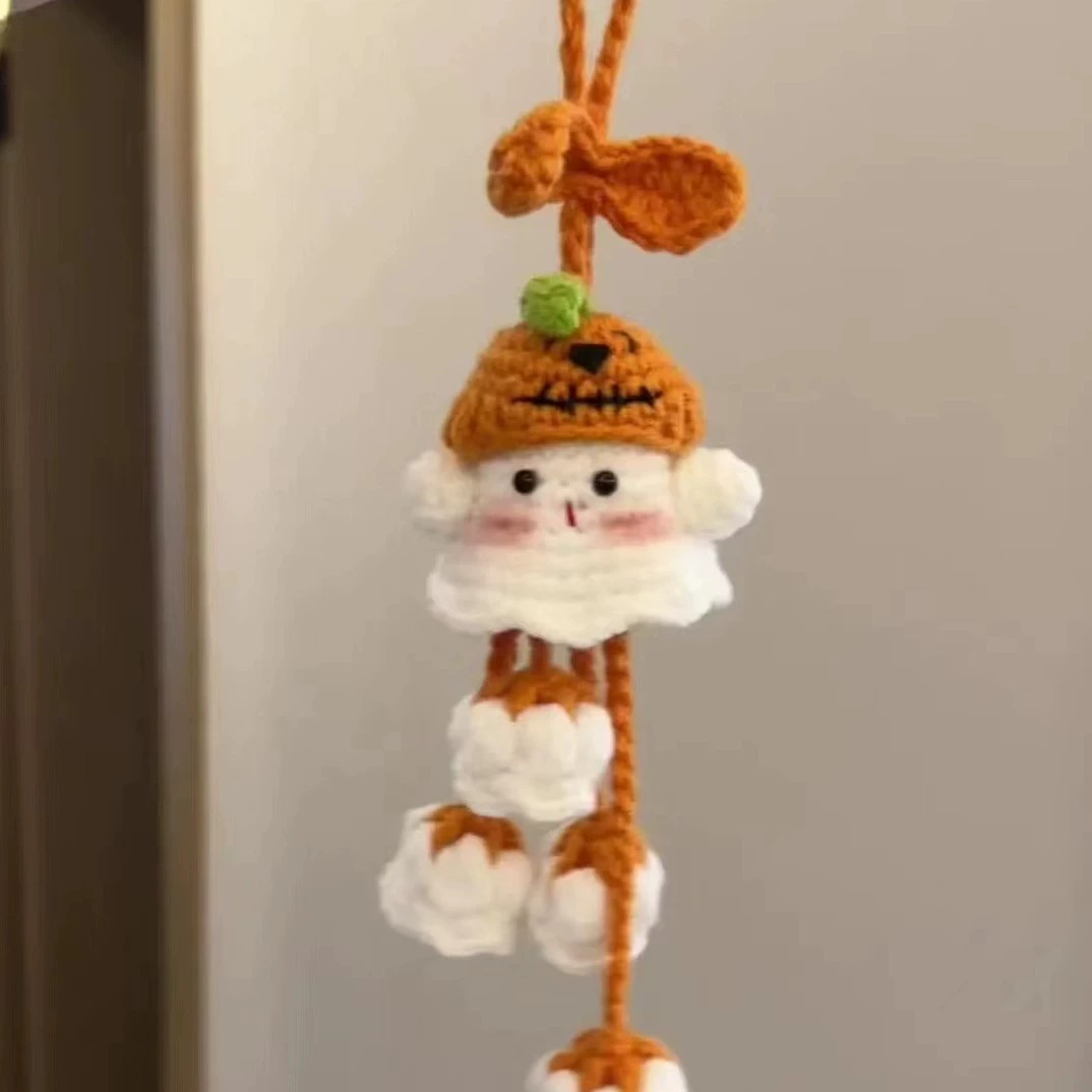 Ghost crochet, pendant, woven handle, cute material, halloween, orchid, handmade