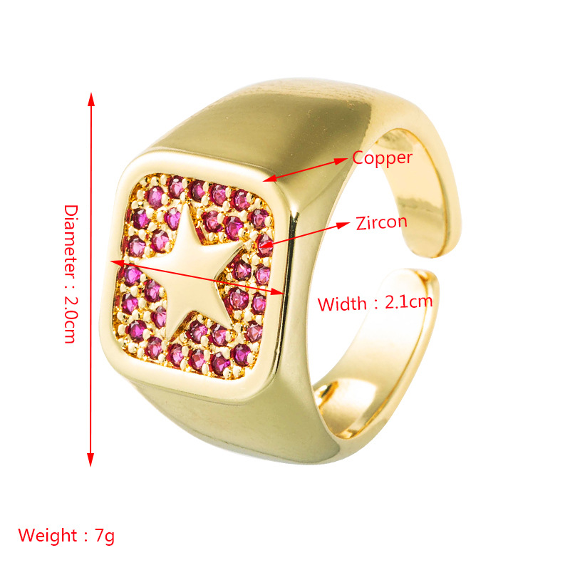 Fashion Copper Plated 18k Gold Inlaid Zircon Ring Simple Men And Women Punk Hip-hop Style Open Ring display picture 1