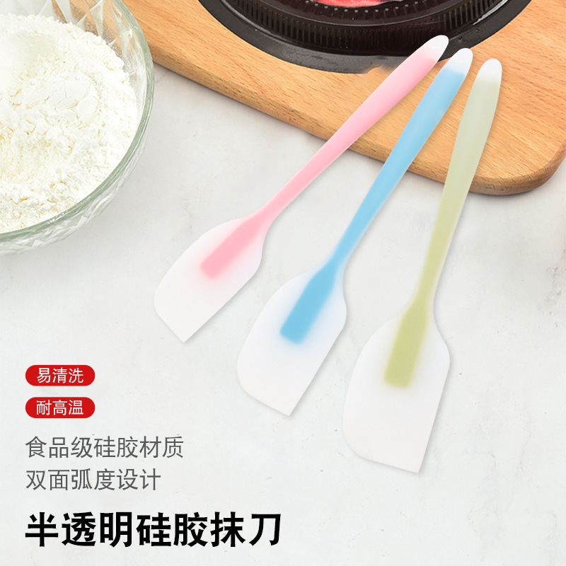 Raspador de silicona translúcido todo en uno para hornear pastel resistente a altas temperaturas de grado alimenticio raspador de crema cuchillo de mantequilla espátula de mermelada