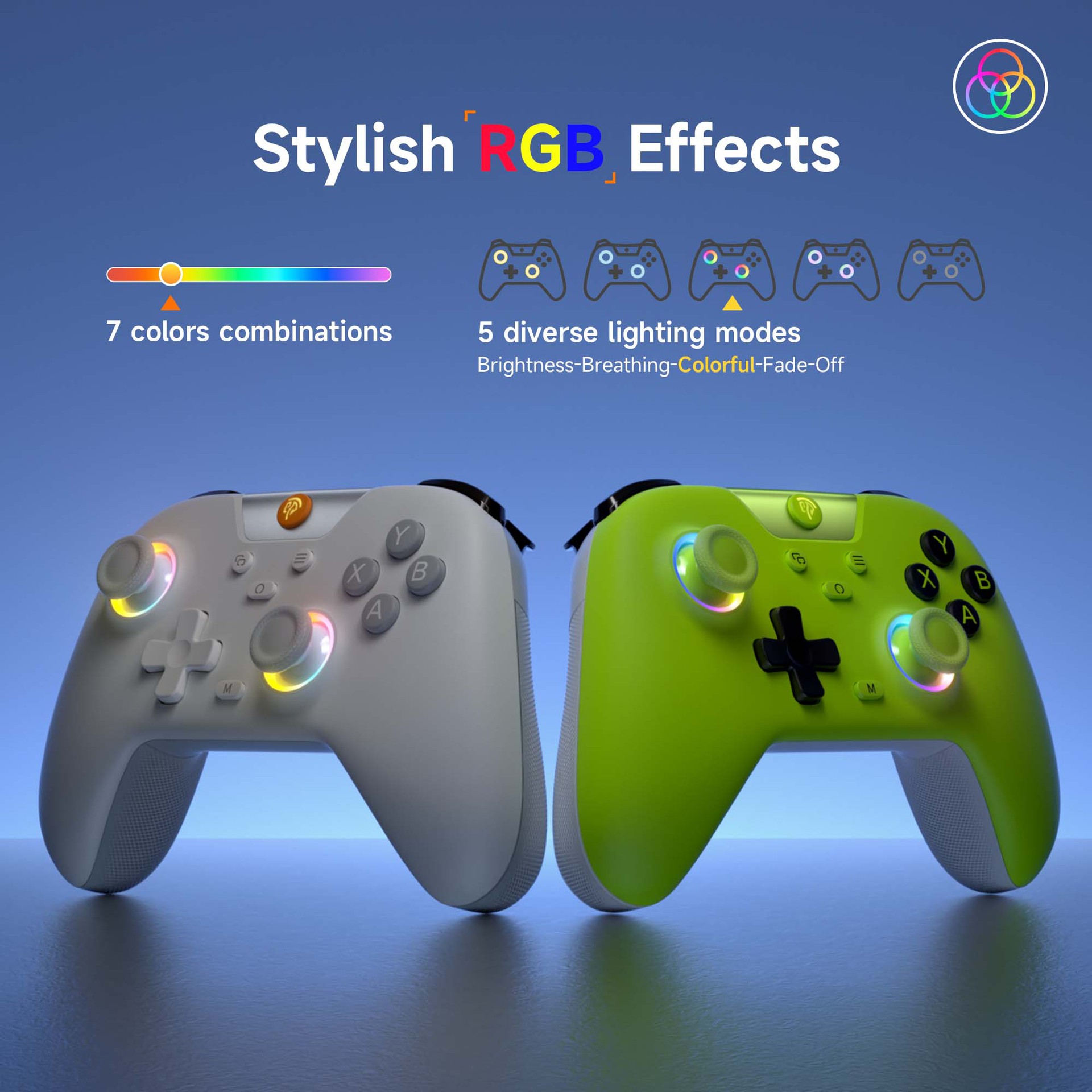 Controller di gioco RGB EasySMX X05 in vendita, con cavo in ceramica, connessione a 4 modalità, multifunzione, configurazione elevata_voghion.com