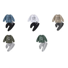 童装外贸2025秋季新款婴幼儿男女童印花字母单件卫衣两件套