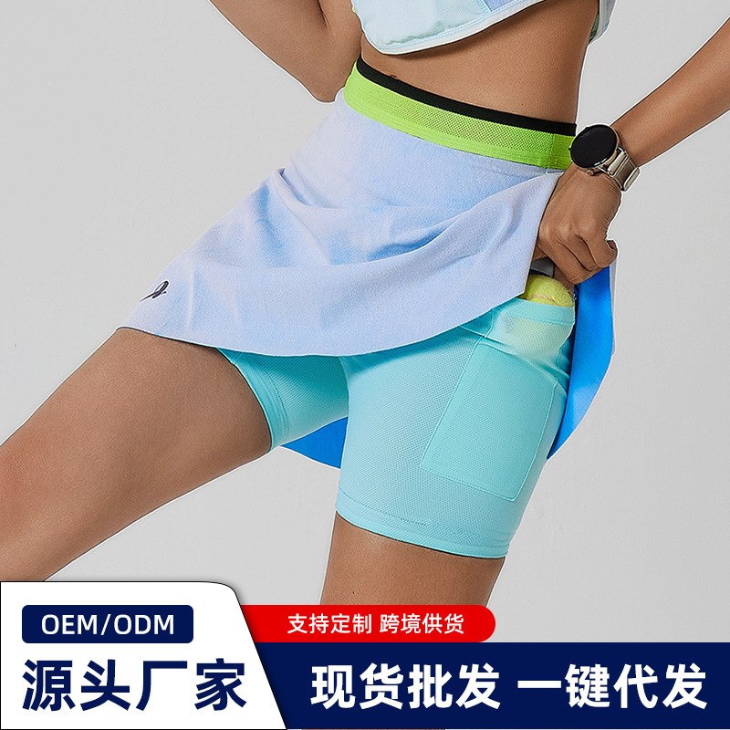 厂家跨境直销夏季新款运动网球裙女薄款高尔夫球裙跑步健身网球服