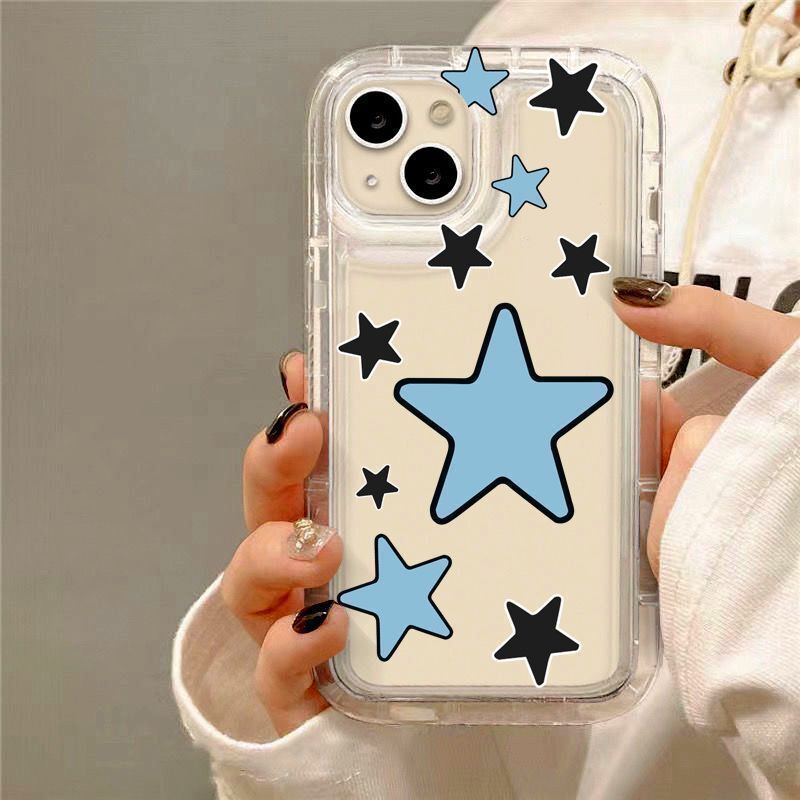 Blue and Black Star for Apple 14 Mobile Phone Case iPhone15pro Protective Case XR Transparent 11 Women's 13 Air Cushion Blue and Black Star for Apple 14 Mobile Phone Case iPhone15pro Protective Case XR Transparent 11 Women's 13 Air Cushion