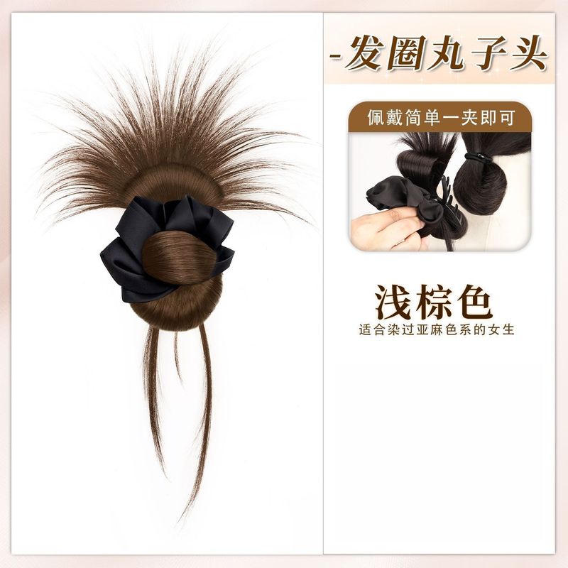 丸子头假发抓夹假发发圈花苞头自然蓬松氛围感盘发神器低扎假发包|undefined