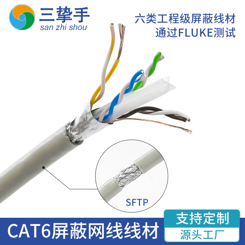 Aluminum Magnesium Wire Braided Double Shielded Super Category 6 Mesh Wire CATA6 Oxygen Free Copper Gigabit Flat Mesh Wire Category 6 Shielded Mesh Wire