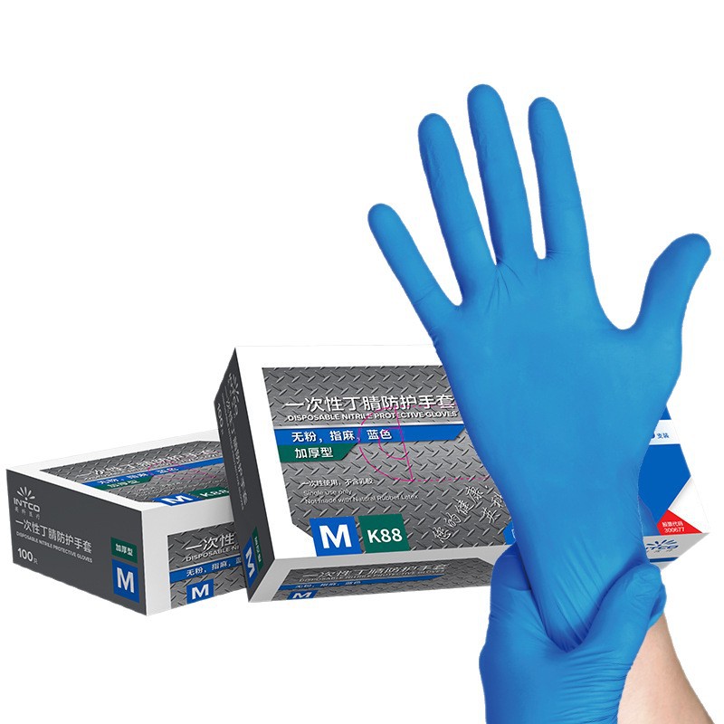 Inco K88 guantes de nitrilo desechables engrosados guantes de inspección sin polvo de caucho nitrilo industrial de alta elasticidad y resistencia al desgaste