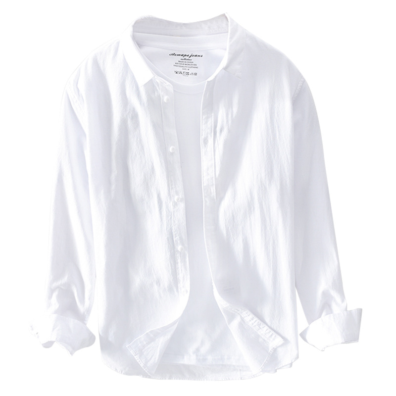 748 camisa de hombre de color sólido simple Camisa de algodón retro ligero entrega de una pieza