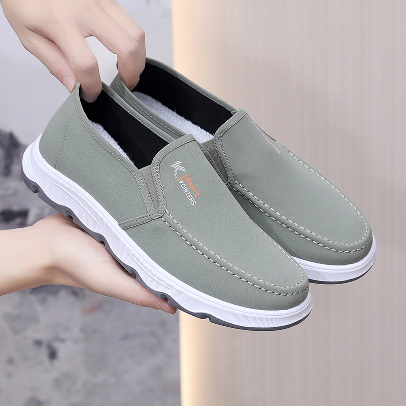 Men's Spring and Autumn Fabric Slip-on Old Beijing Leisure Fashion Dad Shoes Anti-slip Lightweight Middle-aged and Elderly Lazy Shoes