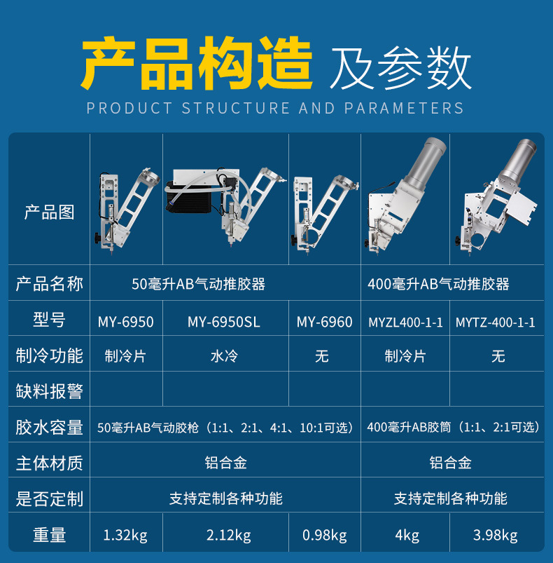 MY6960AB glue 50ml pneumatic glue gun fixture dispensing flow stop device flashlight bracket refrigeration throttle valve