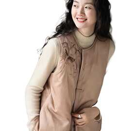 新中式国风羽绒棉服马甲女秋冬季2025新款高级感时尚复古叠穿背心