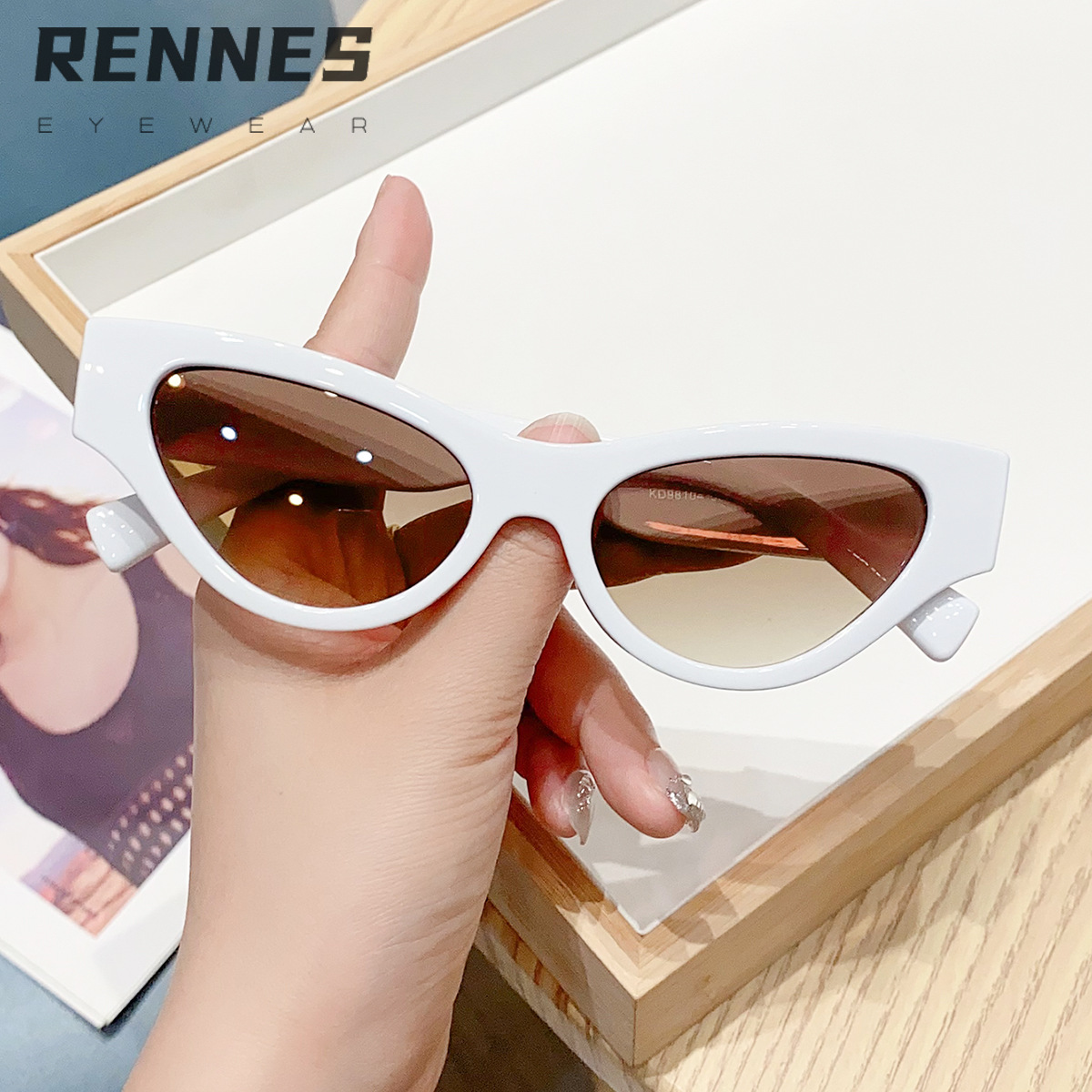 2024 nueva moda triángulo ojo de gato tendencia moda al aire libre sombrilla gafas de sol celebridades de Internet mismas gafas de sol de alta gama