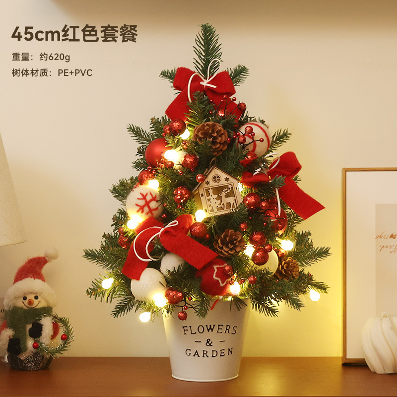 Árbol de Navidad decoración doméstica de Navidad escritorio en el viento diseño DIY nieve brillante árbol 2025 nuevo paquete