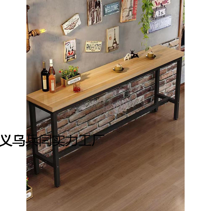 Bar Table Balcony Narrow Table Home High Table Wall Partition Milk Tea Shop Bar Simple Long Table and Chair Combination