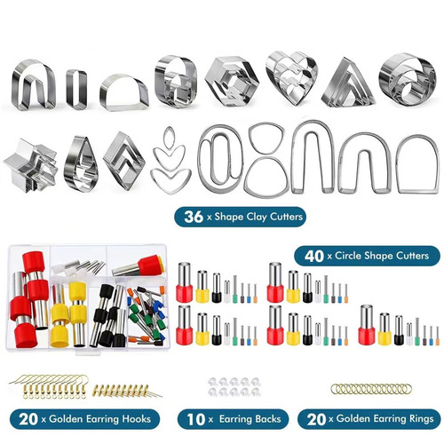 126-piece polymer clay tool set, stainless steel soft clay cutter, DIY handmade earring mold