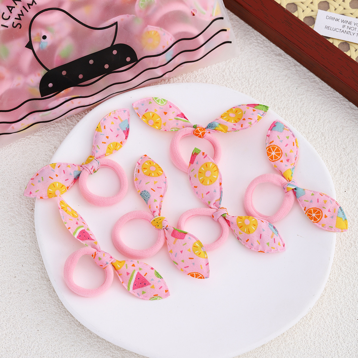 Flores rotas orejas de conejo toalla anillo de cabello no daña cabello toalla anillo de cabello para niños adornos de cabello cuerda de cabeza lindo sin marcas de cabello