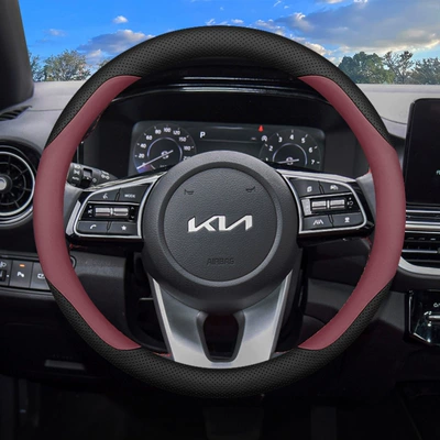 Suitable for Kia K3 Smart Running K5 Setus KX3 Lion Platinum Extension 2024 EV5 KX5 K2 Steering Wheel Cover (Steering wheel cover) - round-type-volcanic-red-genuine-leather-ultra-thin-model-other