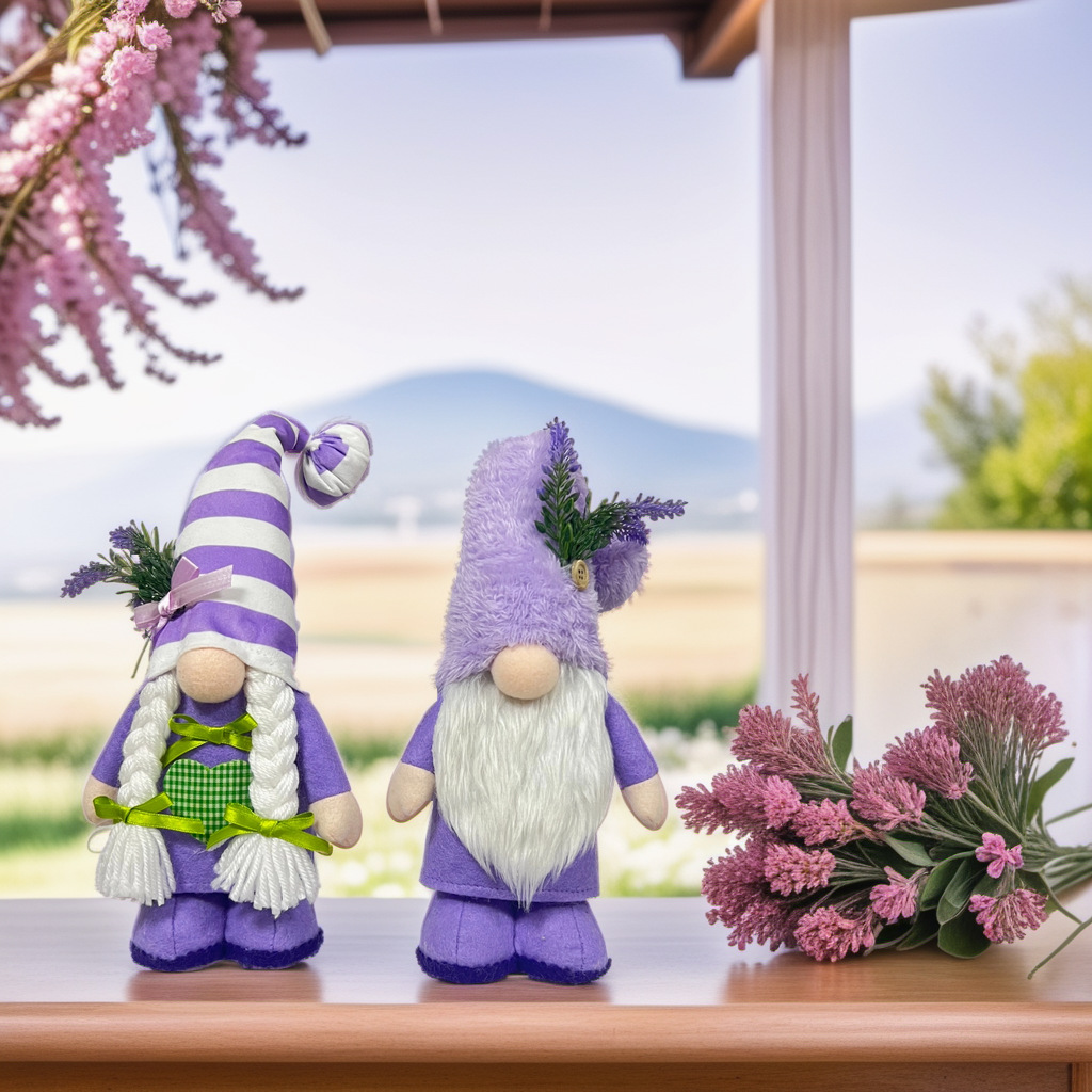 Cross-Border primavera muñeca sin rostro cuatro estaciones lavanda Amor de pie muñeca sin rostro ancianos decoración de escritorio adornos