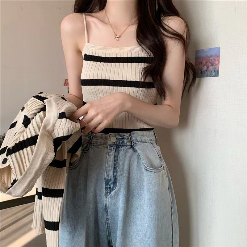 81g Weight Long Sleeve Sleeve Length Single Breasted Placket Type Ice Silk, Polyester Fabric Type Short Top Length Knitwear Tops Type Daily Occasion Round Neck Neckline Slim Fit Type Stripe Pattern Spring, Autumn Season Women's Gender Casual Style Wholesale Women's Ice Silk Polyester Casual Stripe Long Sleeve Sweaters & Cardigans 17