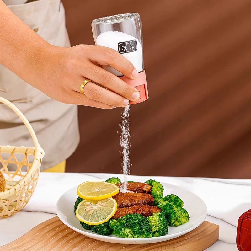 定量塩分コントロールボトル家庭用調味料ボトルプッシュ式調味料瓶収納調味料ボックス塩瓶調味料瓶キッチン用品|undefined